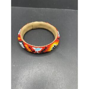 Vintage Native American Navajo Indian Multicolor Hand Beaded Bracelet